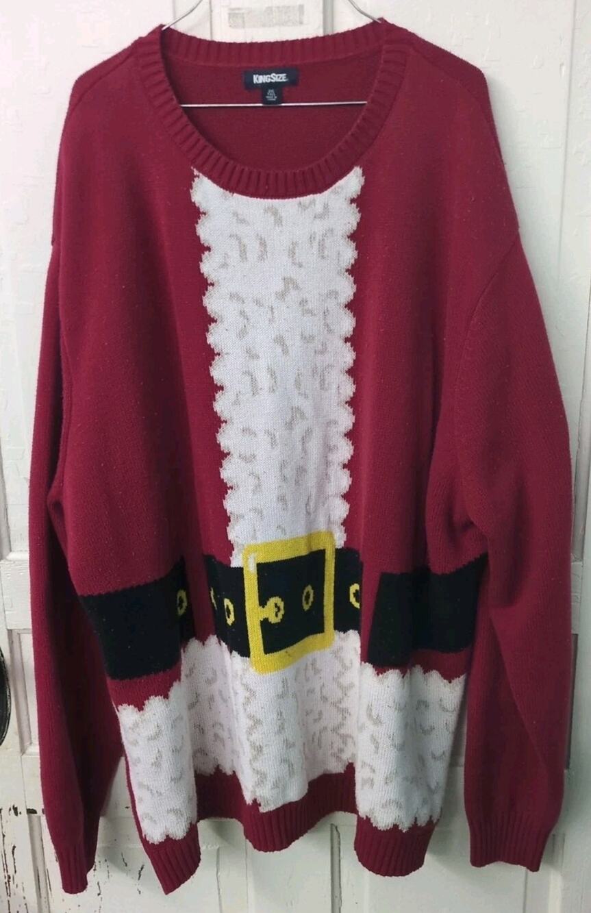 King Size Santa Suit Sweater Men's 4X Tall Ugly Christmas Sweater